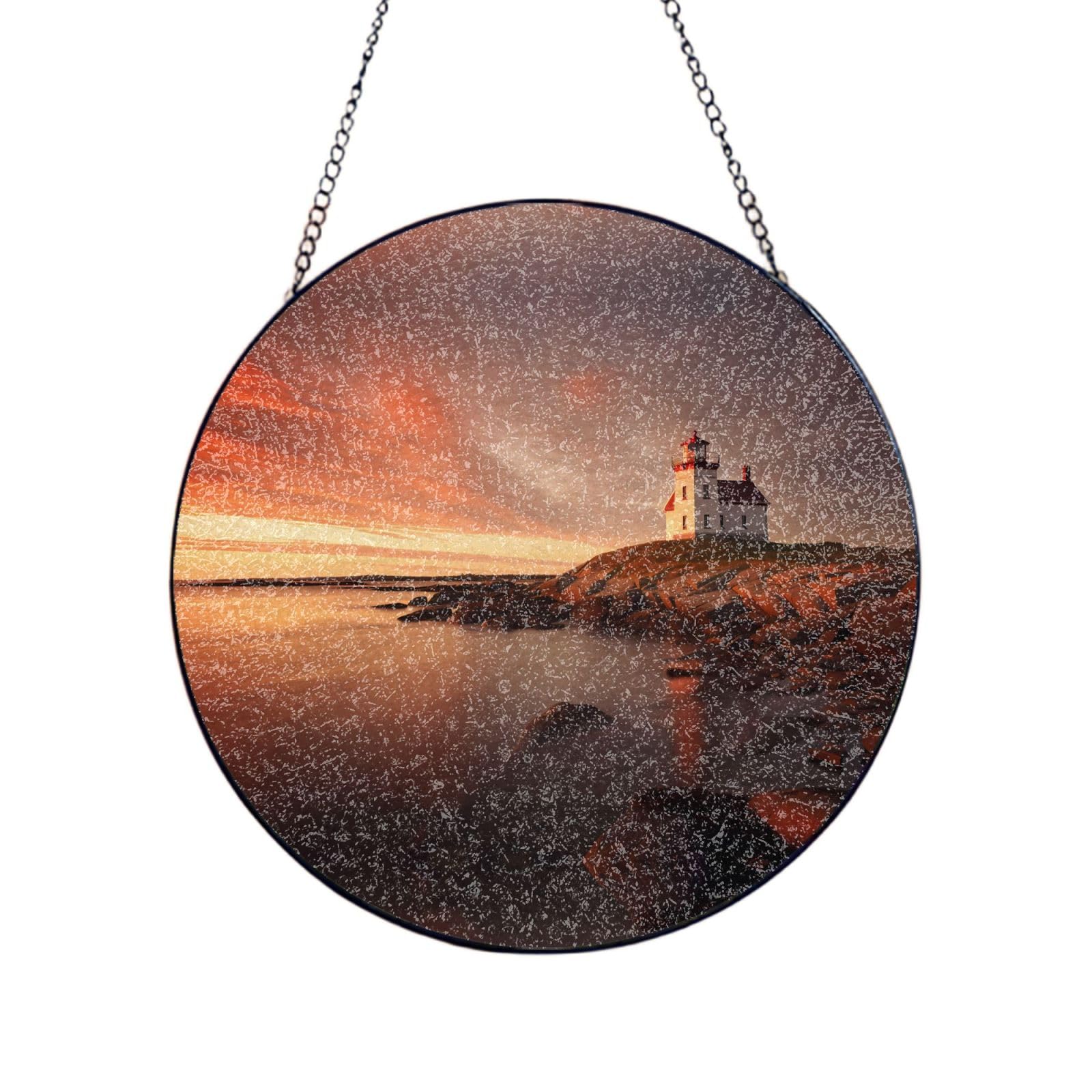 Phayah Island Print Stained Glass Window Hanging Suncatcher For Door Terrace Garden Home Decor Sun Catcher Birthday Gifts For Lovers Dad Mom 4in（10cm）