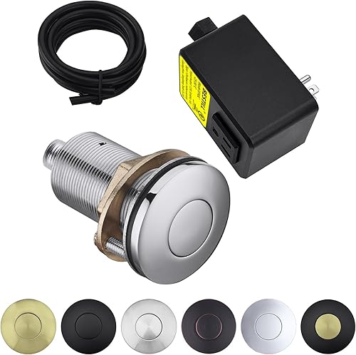 BESTILL Kit de interruptor de aire de eliminación de basura, listado UL, latón de 2.95 pulgadas, botón de interruptor de encendidoapagado para