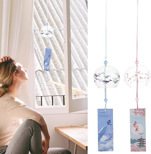 Miniatura 6 de 1 campanilla de viento de estilo japonés, colgante de campana de viento de vidrio decorativo para exteriores e interiores, decoración del hogar de