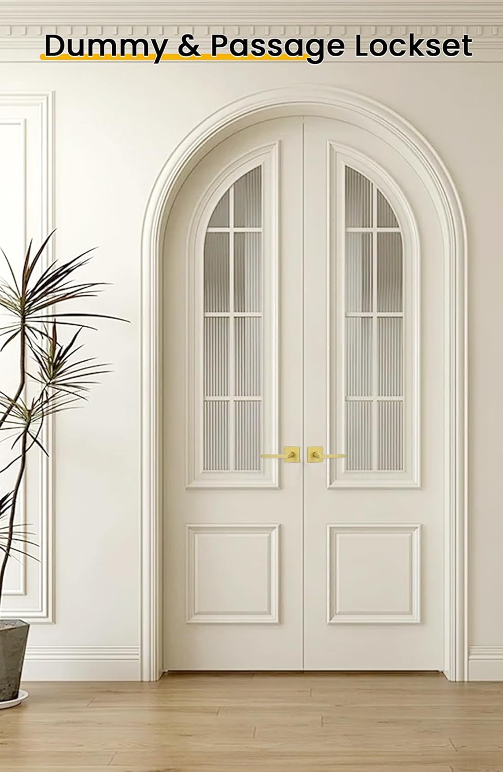 goldenwarm Gold Door Handle Interior, Zinc Alloy Brushed Gold Interior Door Handle for Bedroom Bathroom, Heavy Duty Brushed Brass Privacy Door Lever(1 Pack)