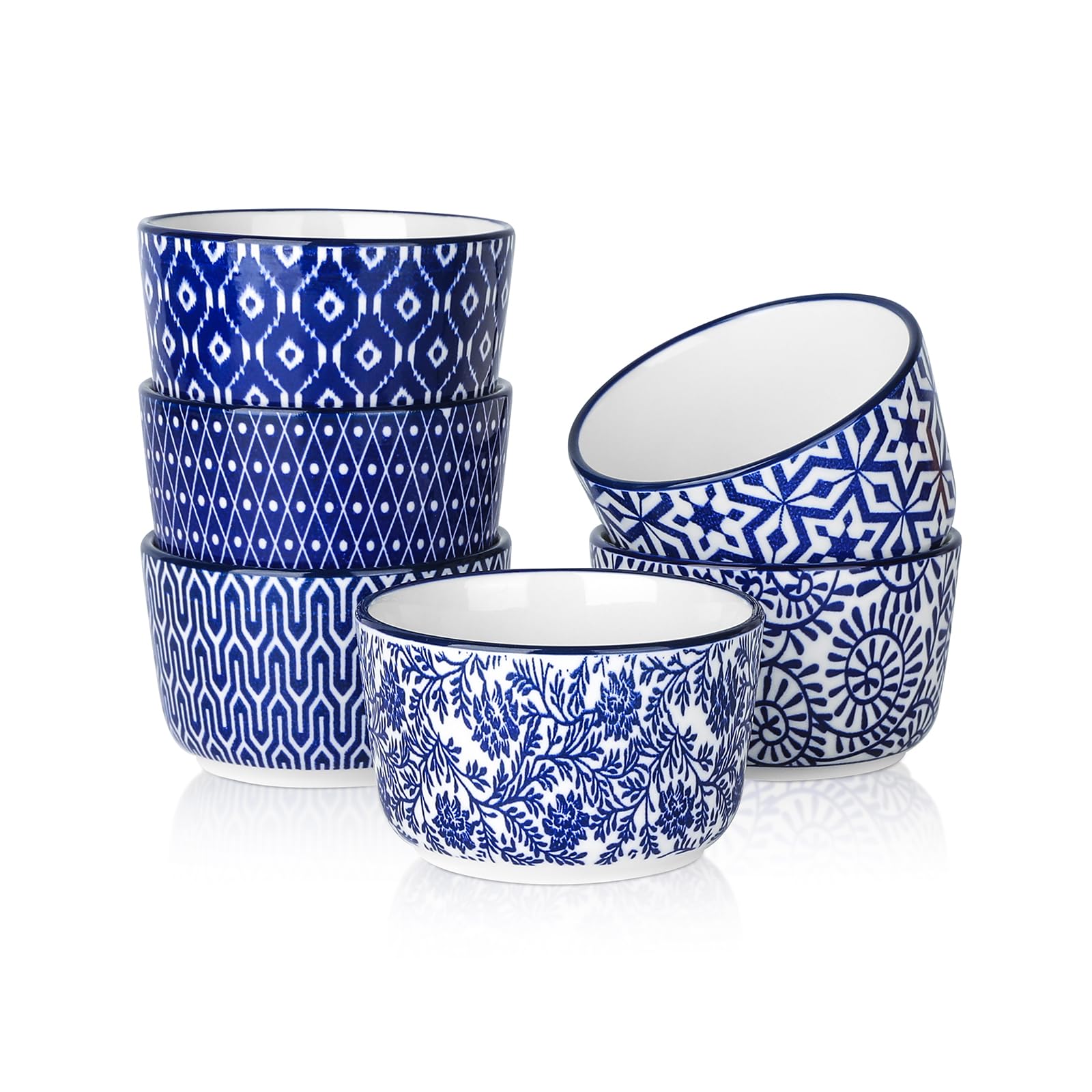 Selamica Ceramic 6 Oz Ramekins Oven Safe, Creme Brulee Ramekins, Souffle Dishes Custard Cups for Baking, Mini Bowls for Pudding Dip Ice Cream, Set of