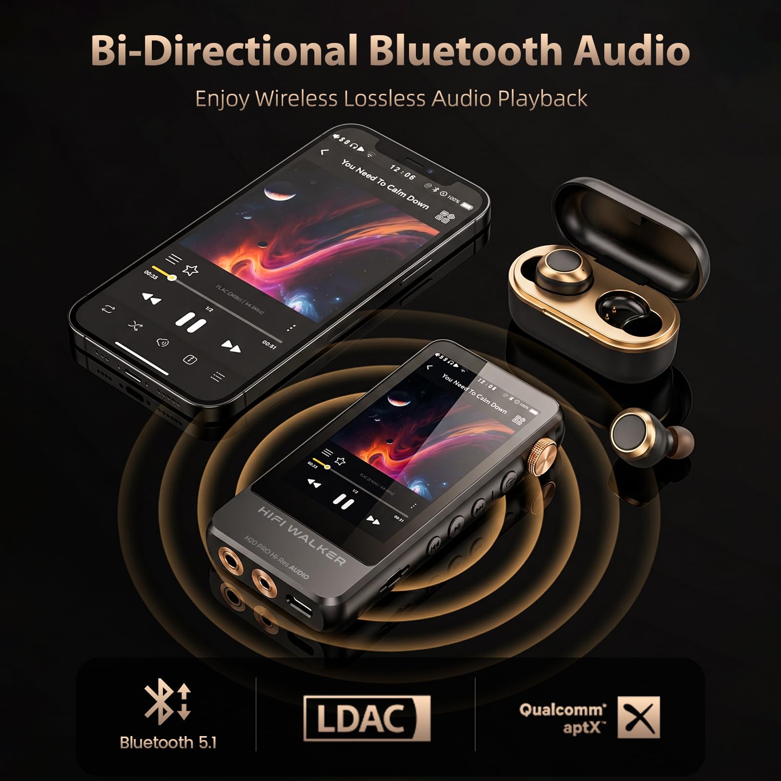 Amazon.com: HIFI WALKER Reproductor de MP3 H20 Pro con Bluetooth