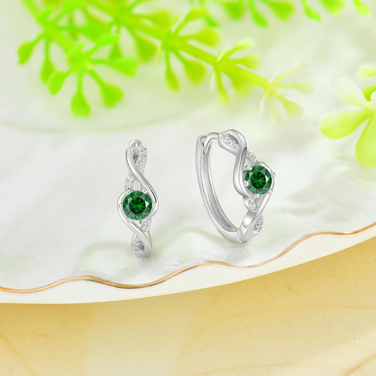 Sterling Silver Infinity Earrings for Women Birthstone Earring Huggie Hoop Earrings Jewelry for Her - Image 3