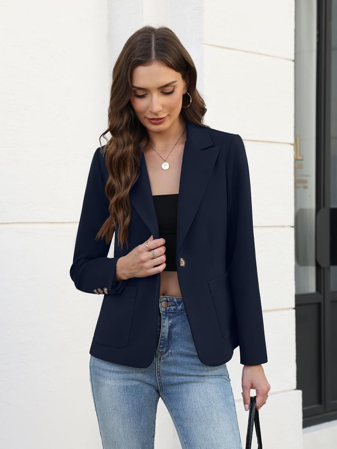 Women's Blazers Business Casual Long Sleeve Solid Jacket Professional Office Work Open Front Suit Blazer with Pockets - Image 5