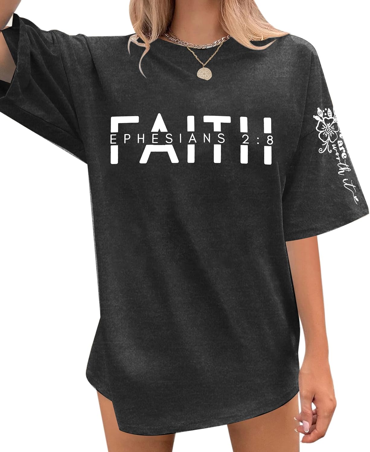UNIQUEONE Christian Shirts for Women Faith Shirts Jesus Tshirt Oversized Christian Graphic Tees Tops