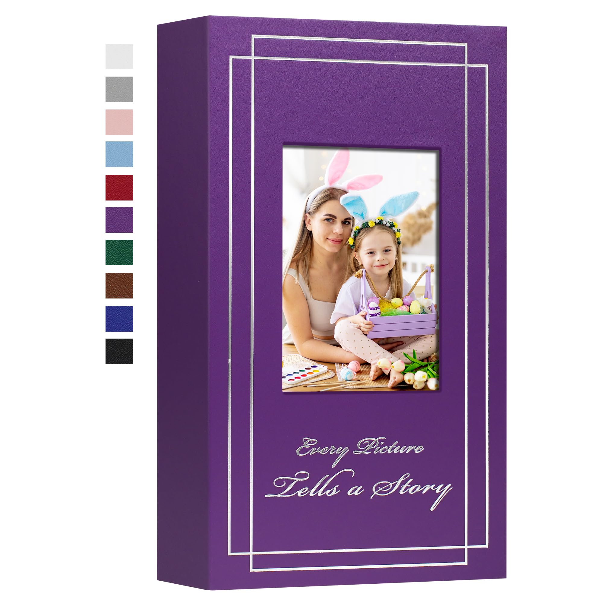 Album photo de mariage extra grande capacité, rangement 300 photos 10x15 cm en cuir violet