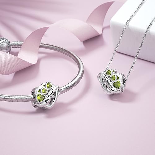 Miniatura 2 de JIAYIQI Dije de piedra natal para pulsera, plata de ley 925 con corazón de amor infinito grabado simboliza, dijes de feliz cumpleaños para pulsera