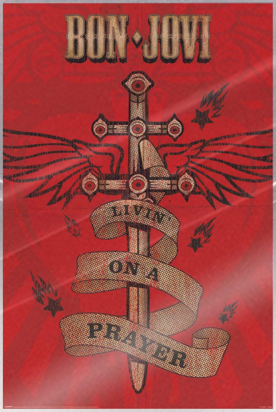 BON JOVI ＆三洋電機　の商品宣伝ポスター　　［匿名便］ Amazon.com: Bon Jovi - Music Poster (Livin' On A Prayer) (Size: 24