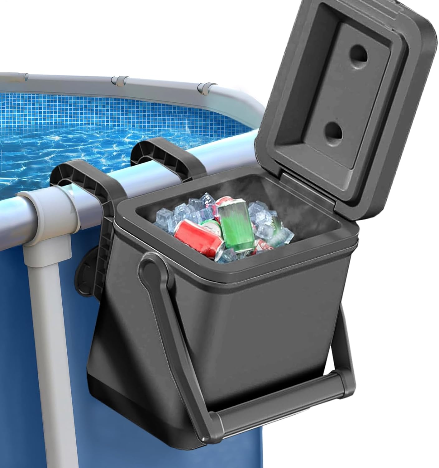 Pool Cooler, 取っ手付き断熱ハードクーラー, 大容量携帯用コンパニオン アウトドア・ビーチ・キャンプ・ピクニック・旅行・