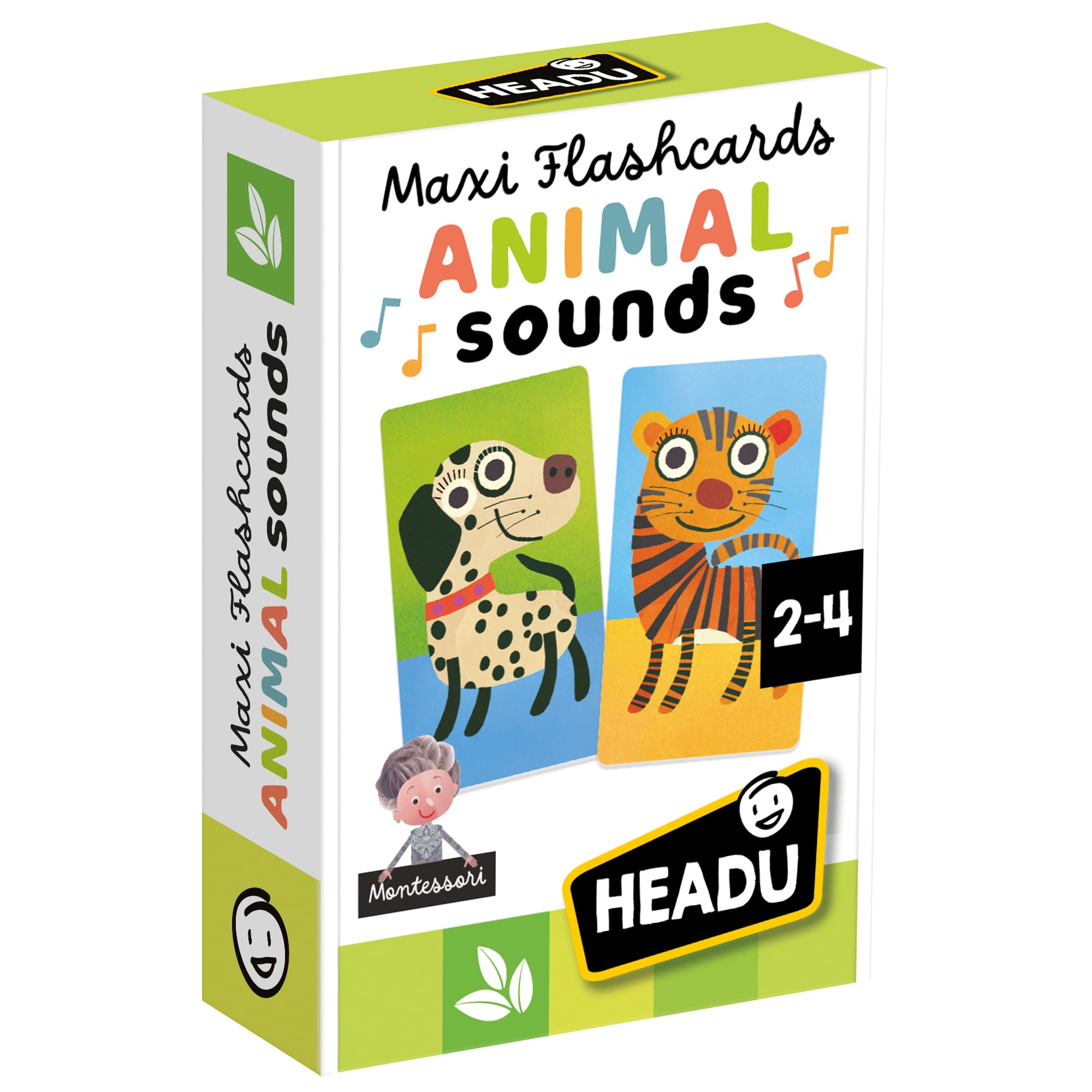 HEADU - Maxi Flashcards Montessori Animal Sounds - Riconosci e Ascolta il Verso Degli Animali | Con App Dedicata per l'Ascolto, Giochi Educativi 1-4 Anni, Regalo Natale Pasqua, Made In Italy