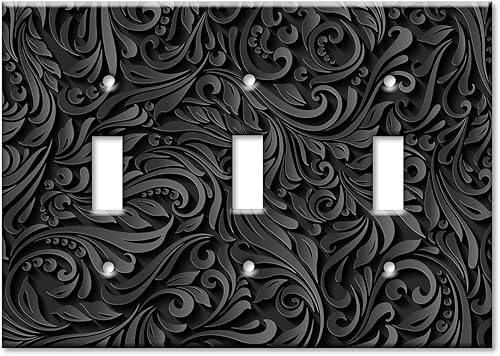 Vista 38 de Art Plates - Placa decorativa de pared de metal con palanca de 1 banda - Cubierta de placa de interruptor de luz negra de una pandilla - Imagen