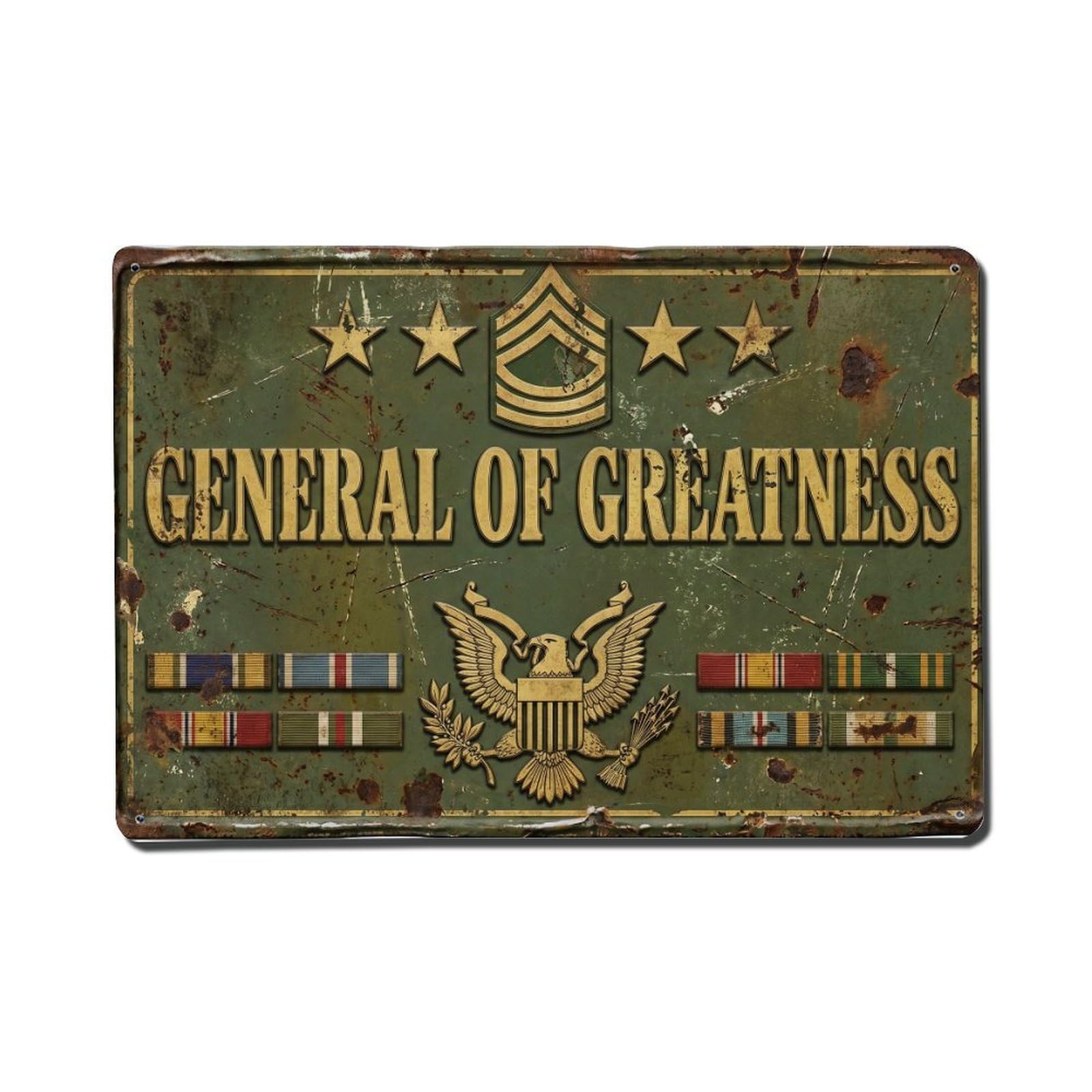 General of Greatness Military Retro Motivational Slogans Metal Tin Sign