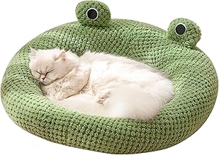 PETCUTE Indoor Cat Bed, Bed for Pets, Cat Bed with Removable and Washable Padded Cushion, Cute Frog Shape, Cat Bed with Non-Slip Bottom