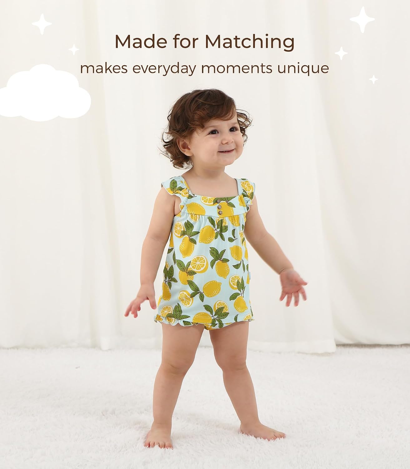 Baby Girls Outfits Short Sleeve Ruffle Top with Shorts Sets 2 Piece Clothing Set Viscose from Bamboo, 0-24Months