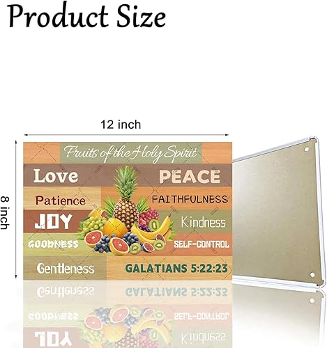 Miniatura 2 de DZQUY Cartel de metal de Fruit of the Spirit Gálatas 5:22:23 Escrituras religiosas cristianas, regalos de cumpleaños para mujeres, póster vintage