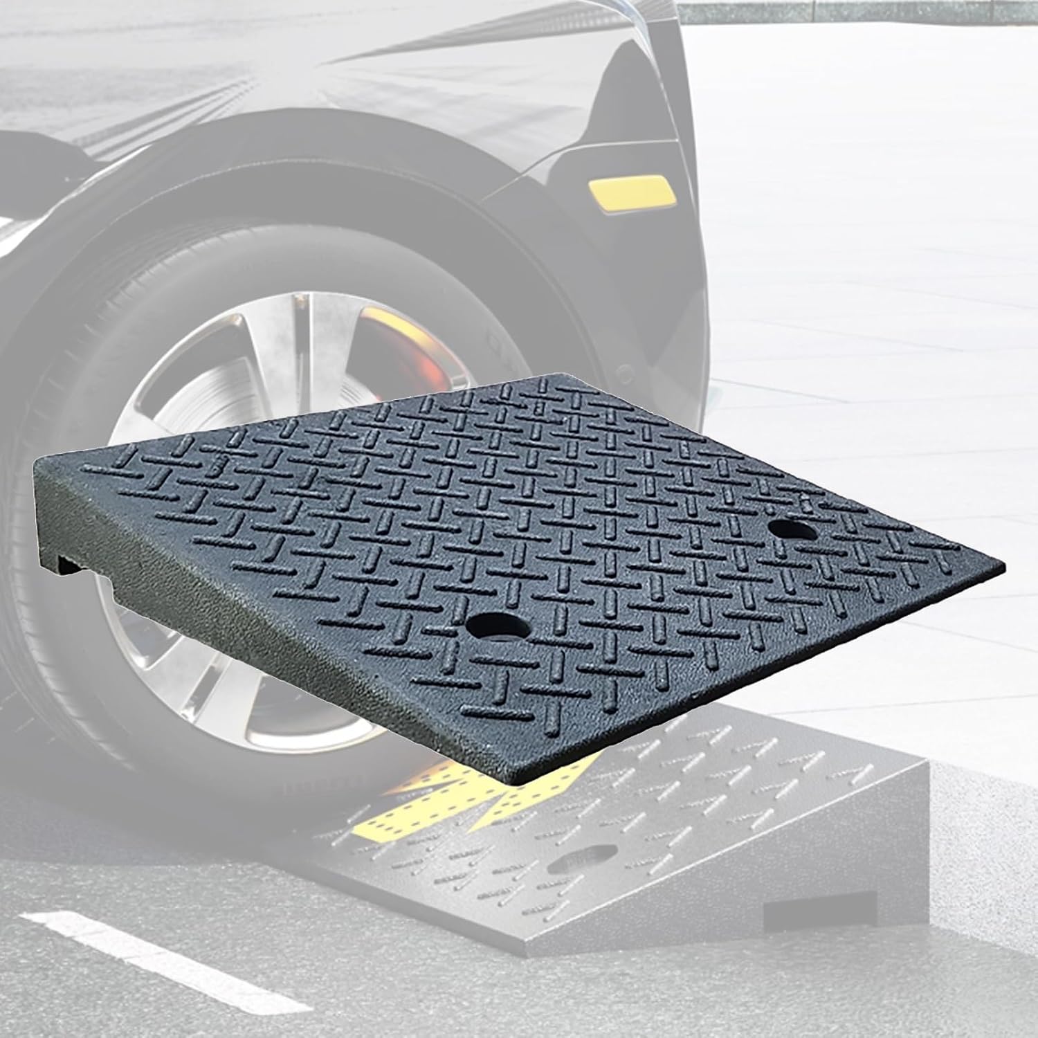 1 Pack Driveway Curb for Ramps Heavy Duty Loading Rubber Curb Ramps Portable Heavy Duty Rubber Shed with 4 Expansion Screws for Sidewalk Lawn Mower Cars Wheelchairs Pet Mobility (Size : A-50x50x7cm)