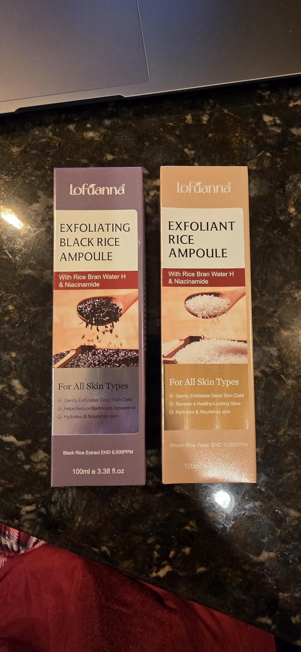 lofuanna Peel Shot Glow Rice Peeling Ampoule,Gentle Black & White Rice Exfoliating Face Serum for Face & Body, Shrink Pores & Deeply Hydrating For All Skin Types