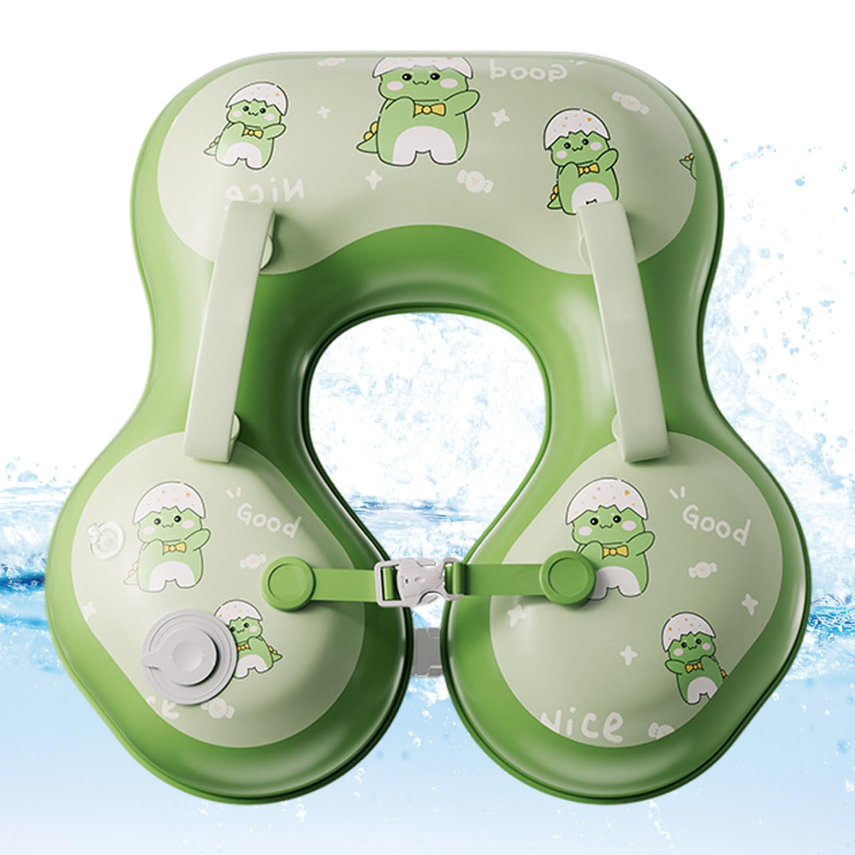 Baby Pool Float, 17.3x20.5 inch Inflatable Pvc Baby Swim Float with Shoulder Strap, Press to Inflate Swimming Ring for Kids 6 Months to 3 Years Old