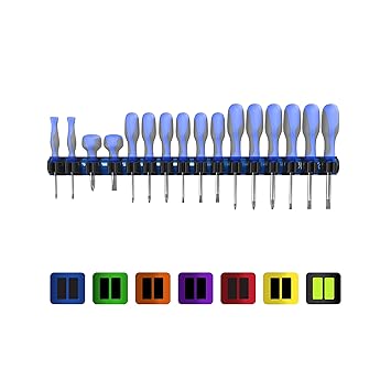 Olsa Tools Magnetic Screwdriver Organizer Magnetic Tool Holder | Fits up to 16 Screwdrivers | Blue