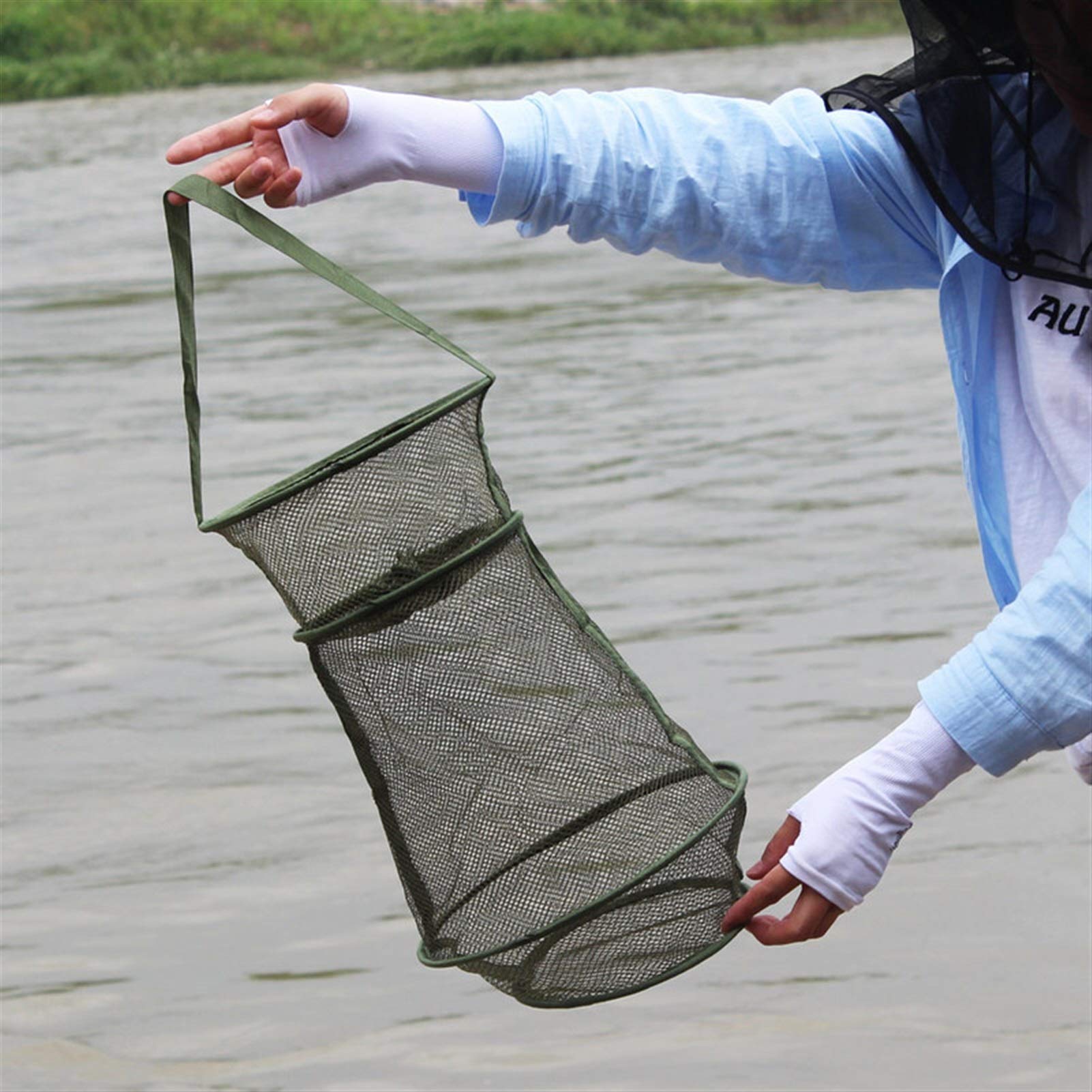 Lueao Cqinju-Fishing Net 3 Layers Fishing Net, PE Material Fish Care Net, Monofilament Small Mesh Fish Net, Easy to Store (Color : White)