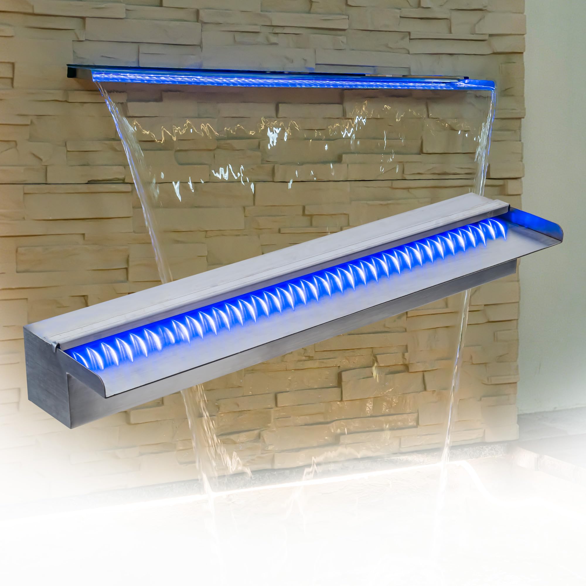 Fontaine de piscine transparente LED 61 cm en acier inoxydable