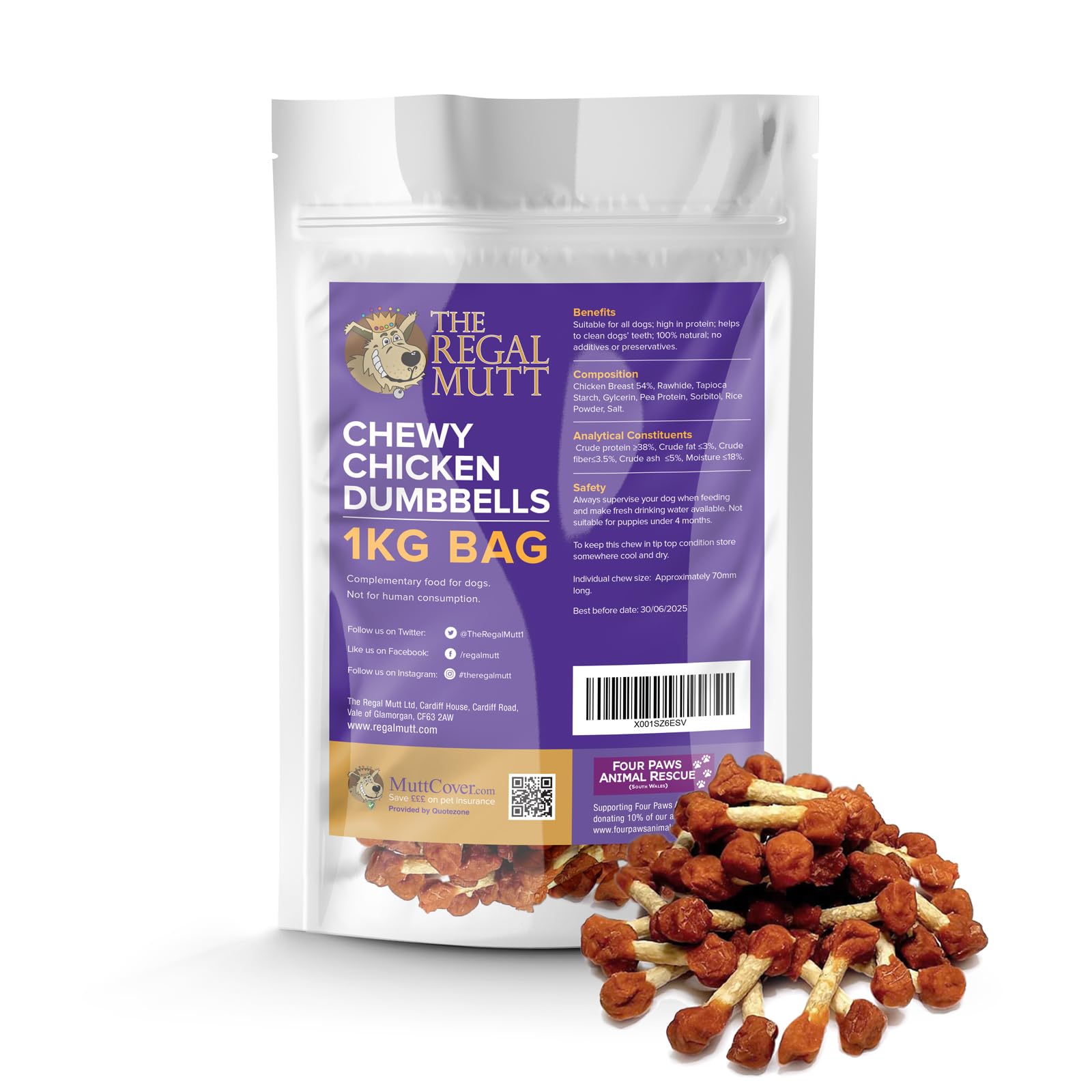 The Regal Mutt - Chicken Dumbbells - 1kg Bag