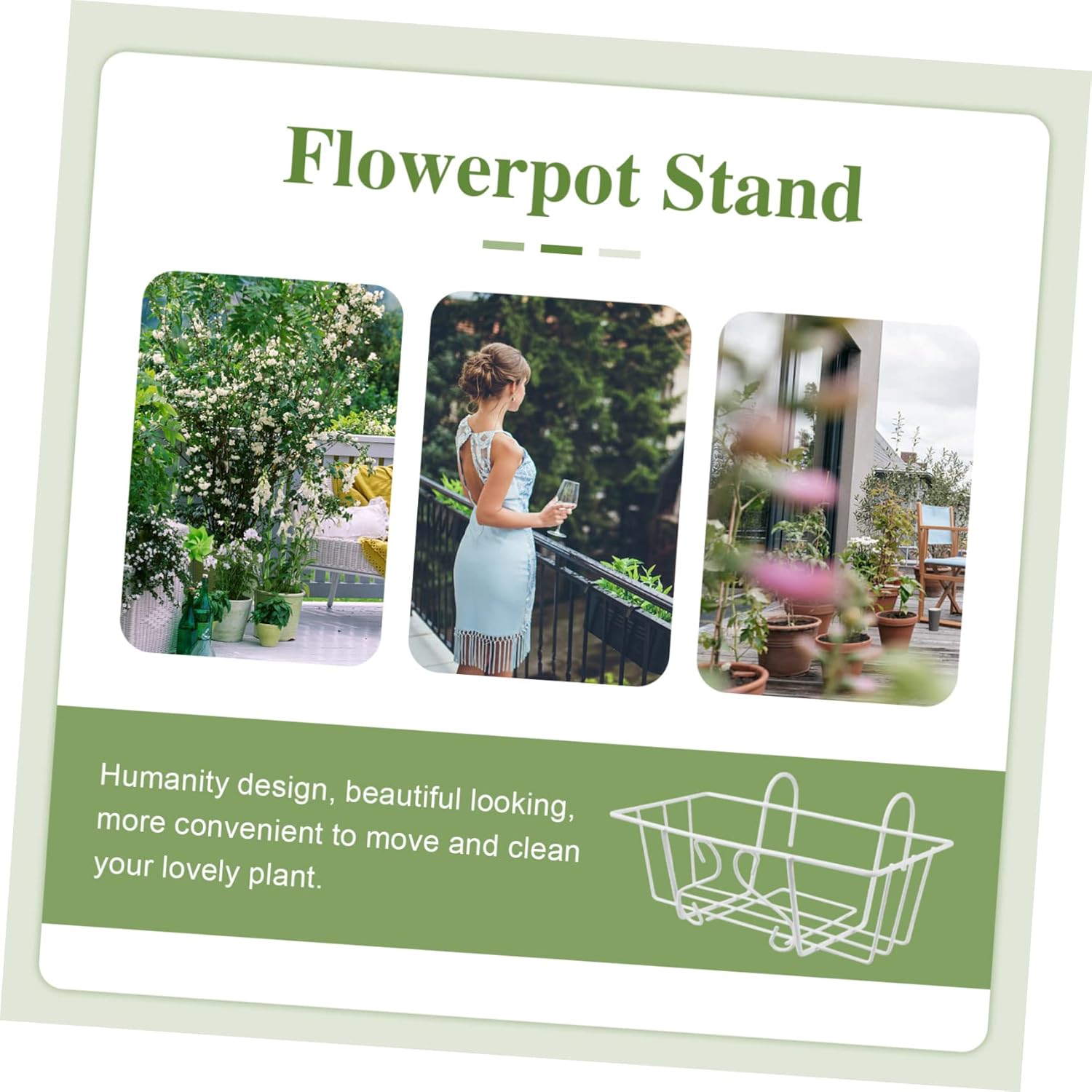 3 Pcs Balcony Flower Pot Stand Hanging Plant Rack for Home Flower Rack Planter for Railing