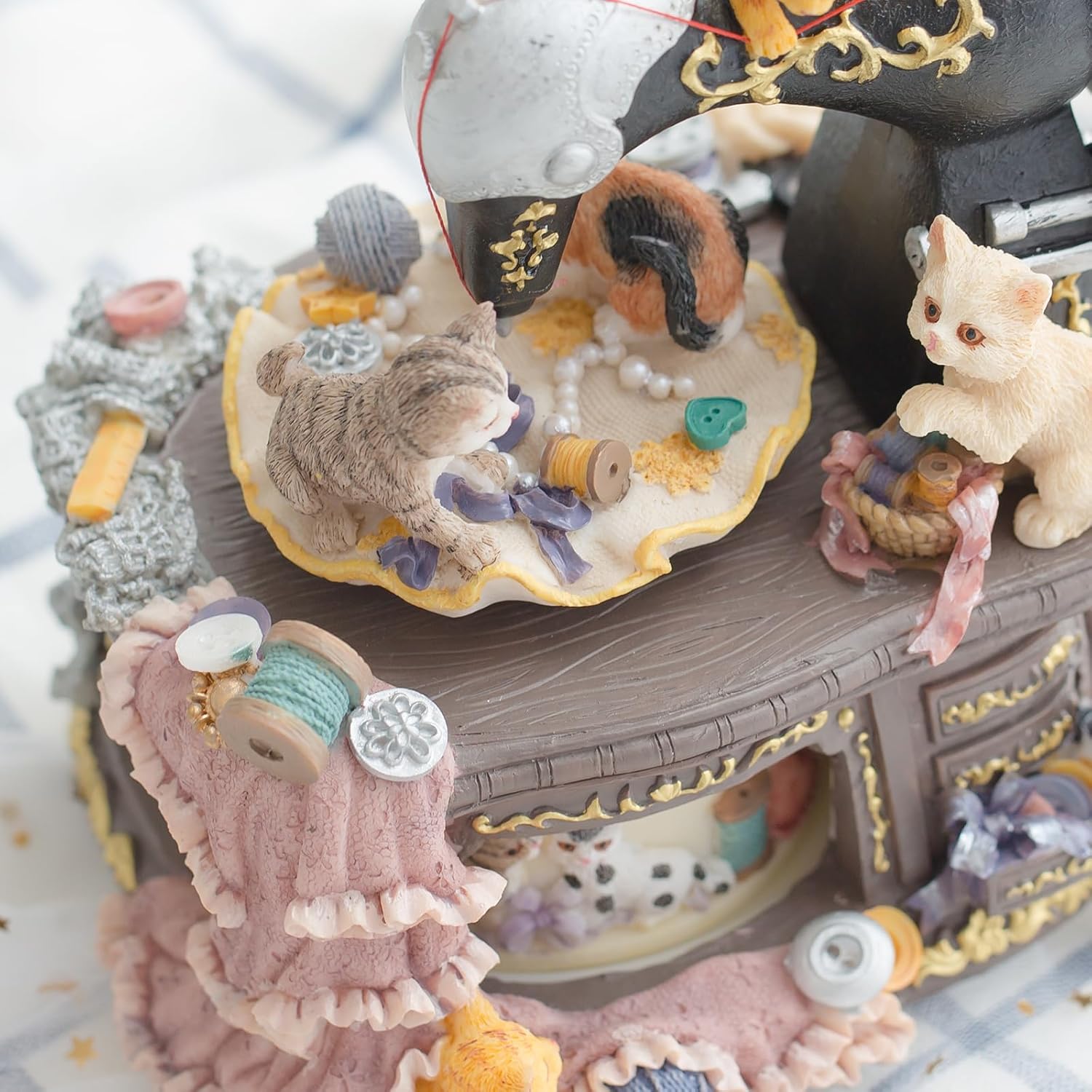 LOVE FOR YOU Gift Wrapped Music Box Cat Lovers Sewing Machine Musical Decoration for Girls and Women Kids Baby Niece Sister Daughter Mom Granddaughter Grandma Christmas Birthday Present Gifts