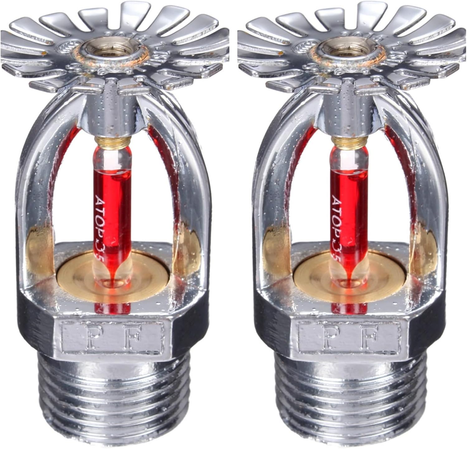 HEJIGOOD 2-Pack 1/2" NPT Pendent Fire Sprinkler Heads 155°F Fast Response K80 Copper Chrome - Reliable Fire Safety