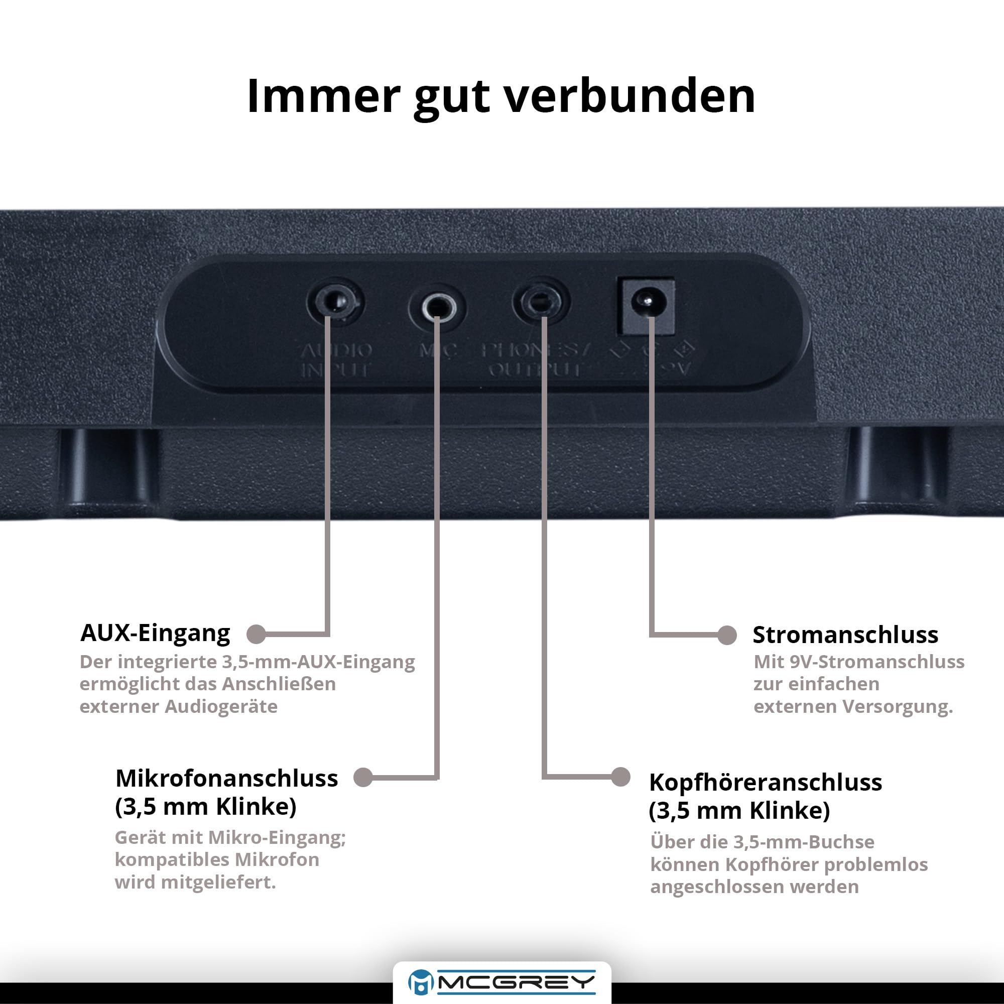 McGrey LK-6120-MIC Keyboard Taschen Set Schwarz - Einsteiger-Keyboard mit 61 Leuchttasten - 255 Sounds und 255 Rhythmen - 50 Demo Songs - Inklusive Mikrofon - Spar-Set inkl. Keyboardtasche