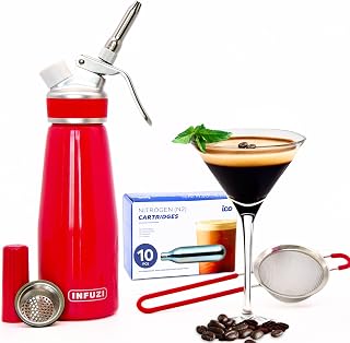 Mixology Bartender Kit, Infuse Alcohol in Seconds and Cocktails with Nitrogen with Alcohol Infusion Kit & 0.5L Aluminum Cocktail Machine, Cocktail Maker & Alcohol Infuser, 10x N2 Cartridges