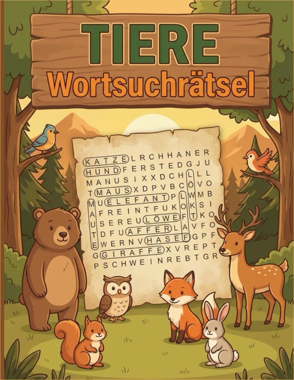 Tiere Wortsuchrätsel: Tierrätsel für Senioren und Erwachsene – Großdruck mit Lösungen