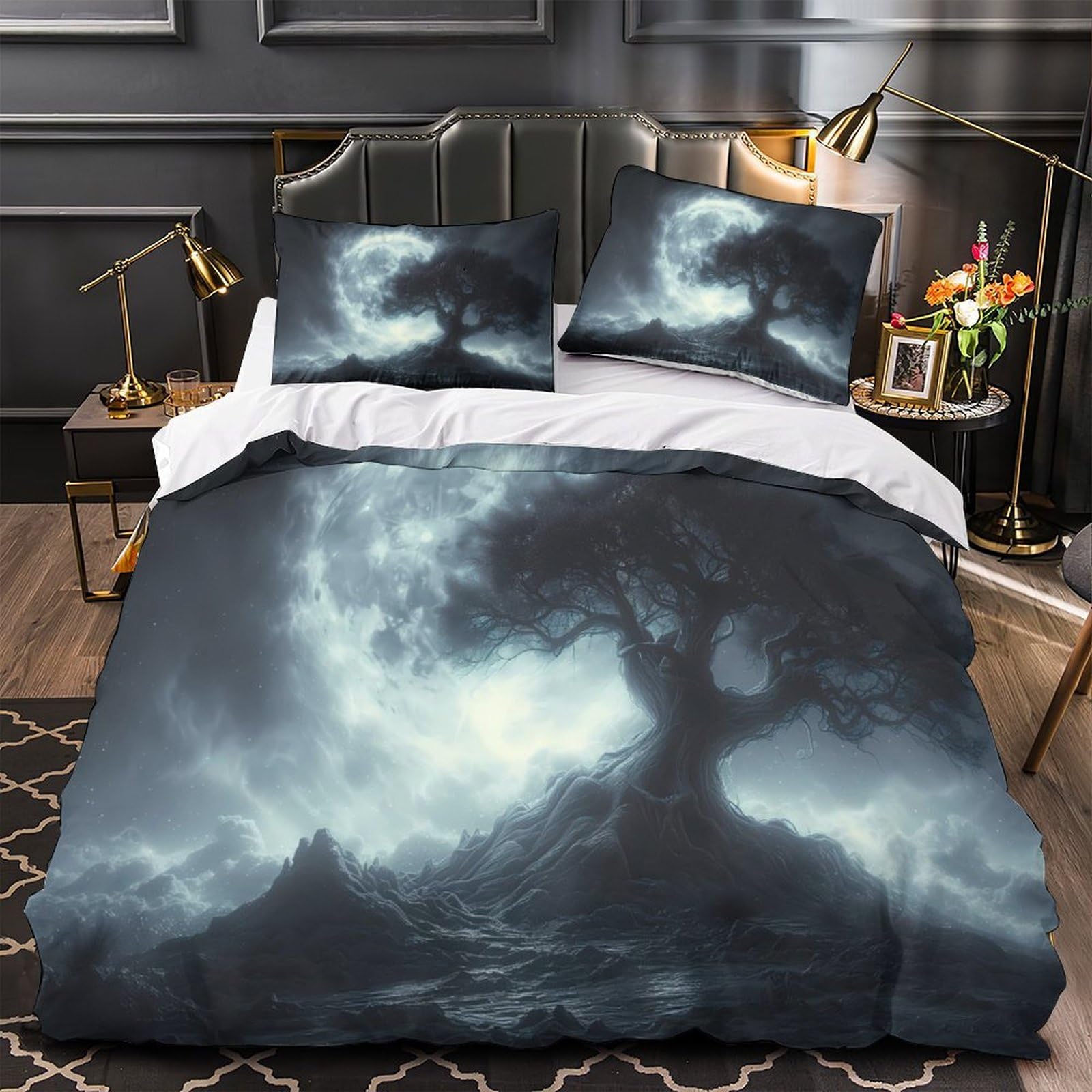 Housse de couette 3D respirante et parure de lit double super douce 200x200