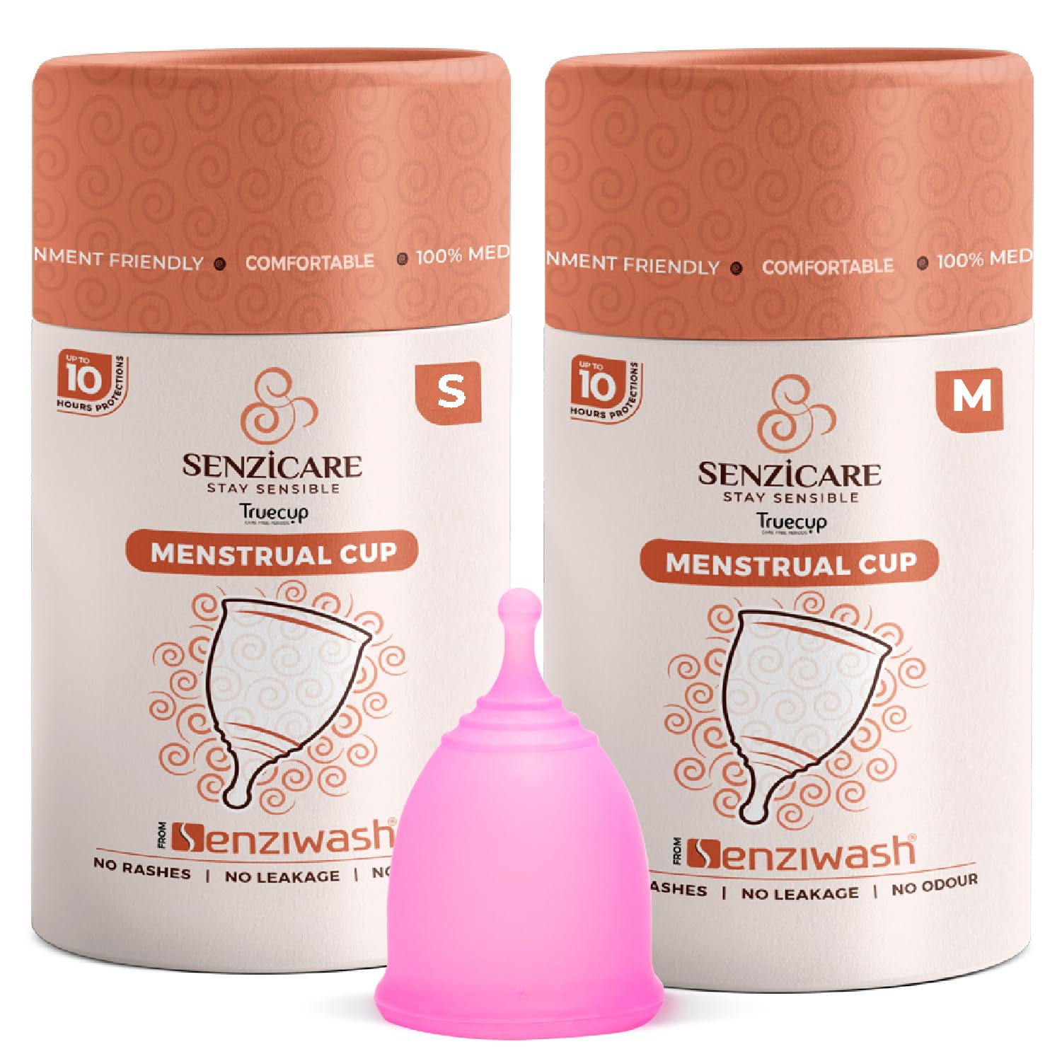 Senzicare Truecup Reusable Menstrual Cup Combo for Women – Medium & Small Size (Pack of 2) | Soft Silicone Period Cups for Up to 10 Hours Leak‑Free Protection | No Rashes, Leakage or Odour | 100% Medical Grade, FDA‑Compliant Silicone