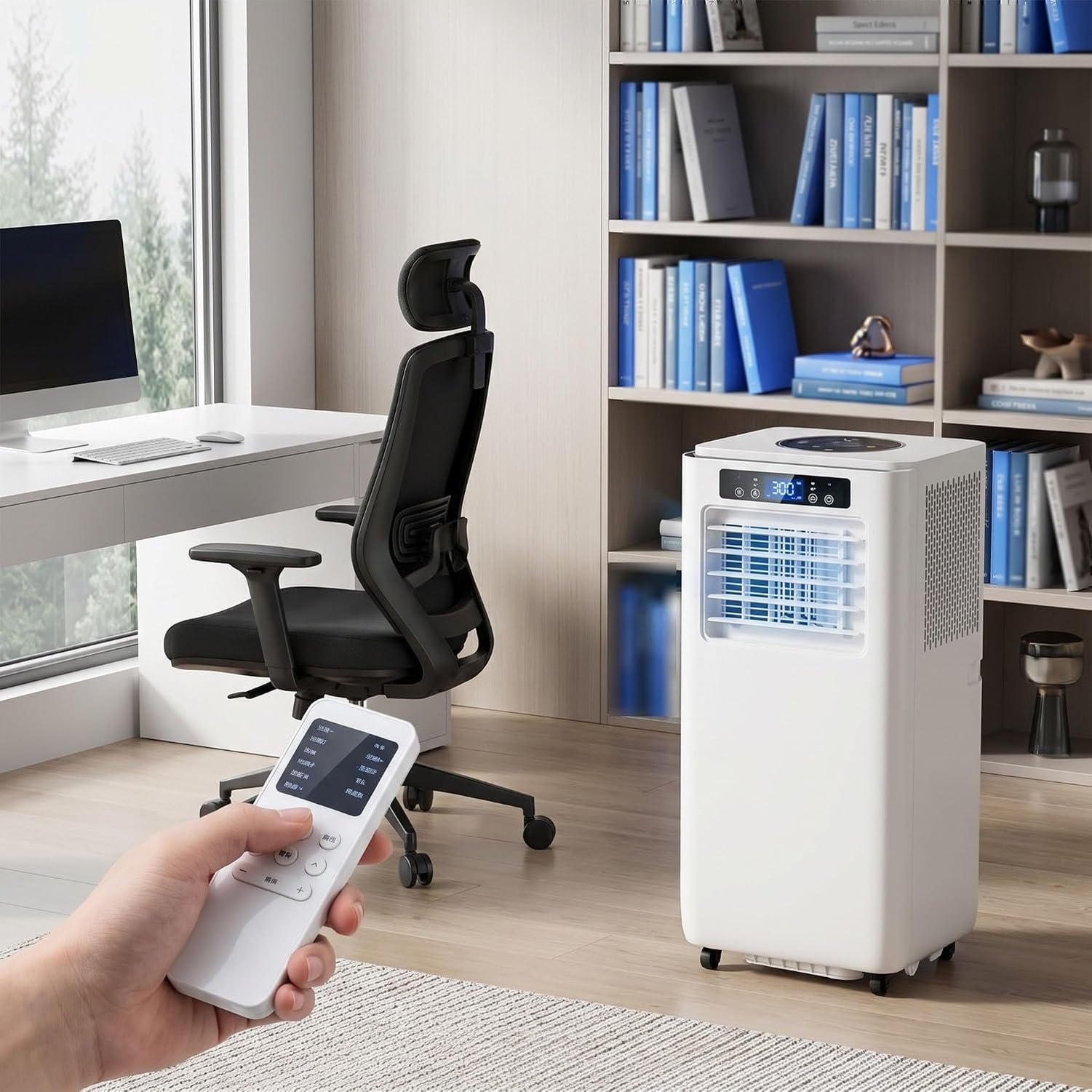 Tragbare Klimaanlage 14000 BTU, Fernbedienung, 24h Timer, Fensterset, kühlt bis 28 m², Oszillationsfunktion, 2 Geschwindigkeitsstufen für zu Hause & Büro, 14000 BTU, 14000 BTU