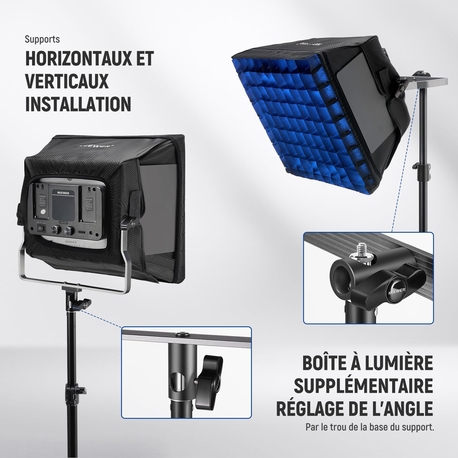 NEEWER Diffuseur pour NL660 RGB660 Pro II LED Video Light Panel, 12.6"x11.6" Pliable avec Grille/Sac/Capot d'occultation, Pas Besoin d'enlever Barnum, Installation Rapide pour la lumière Douce, NS4S