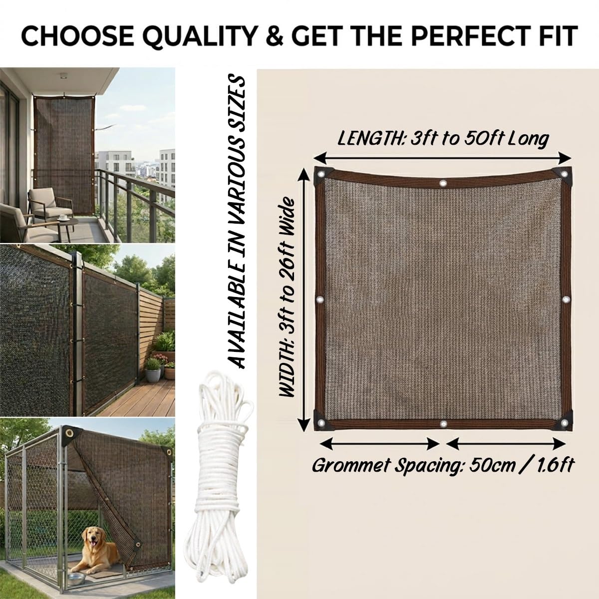 Telo Ombreggiante Esterno 90% Rete Ombreggiante Antigrandine con Occhielli, Vela Ombreggiante Parasole Esterno Traspirante per Giardino Pergola Cortile Tessuto Ombra(3x6m)