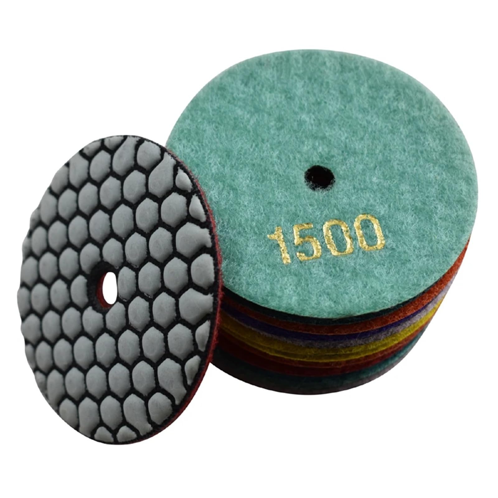 Discos de pulido de diamante de 80 mm, 7,6 cm, en seco/húmedo, for pulidora de piedra, con juego de 7 discos abrasivos con cierre de velcro.(400,10 Pcs)