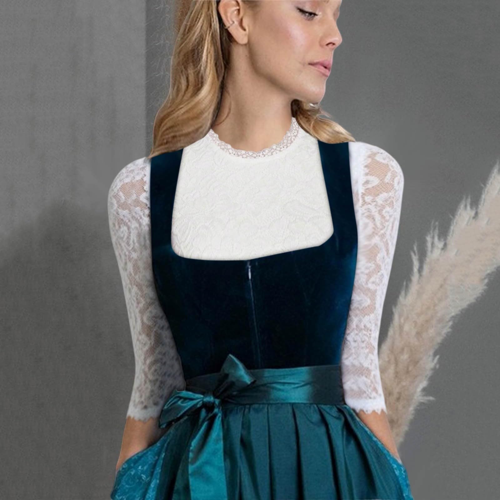 Generisch Dirndl Bluse Damen Trachtenblusen Dirndl Bluse Damen Transparent Mit Bluse Damen Elegant Bayerischem Trachtenmieder Schlicht Spitze Oberteile Blusen Für Oktoberfest Und Festnächte