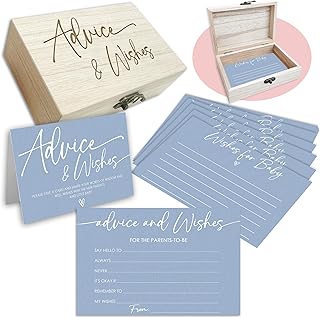 Baby Shower Advice Cards Set, 50 Pcs Minimalism Blue Advice For The Parents-To-Be, Wishes For Baby Cards, Advice And Wishes Cards For New Parents, Baby Shower Favors And Decorations-A04