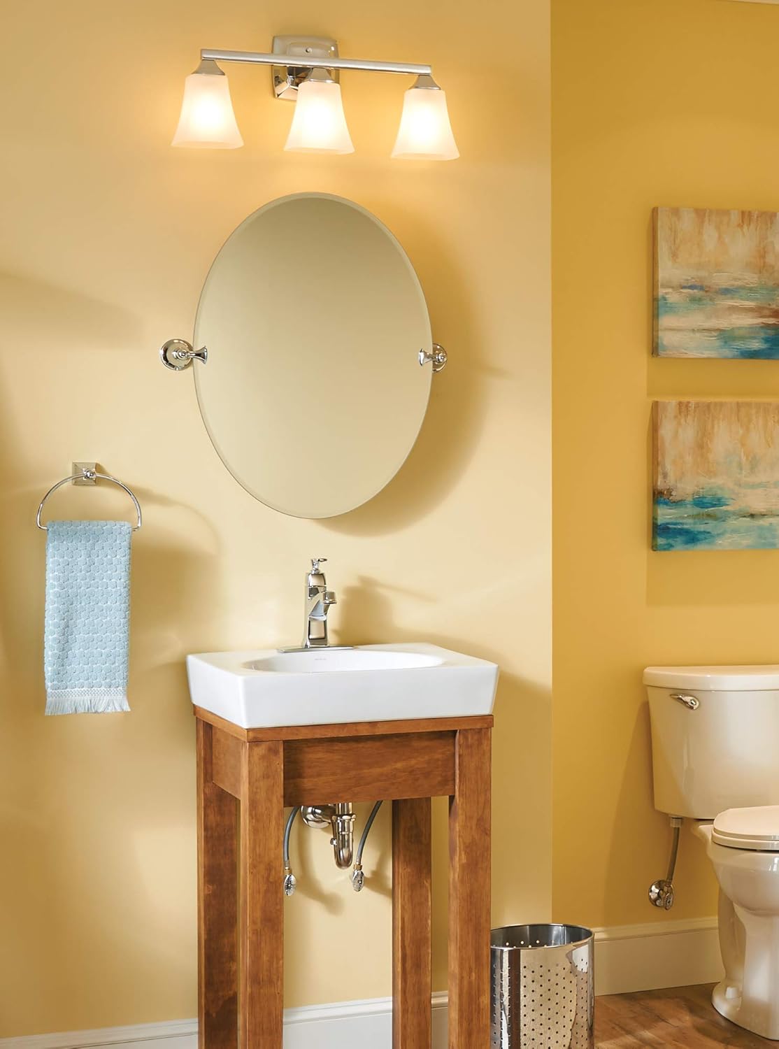 Amazon Crazy 🔥 Deals Moen YB5163CH Voss 3-Light Dual-Mount Bath Bathroom Vanity Fixture with Frosted Glass, Chrome