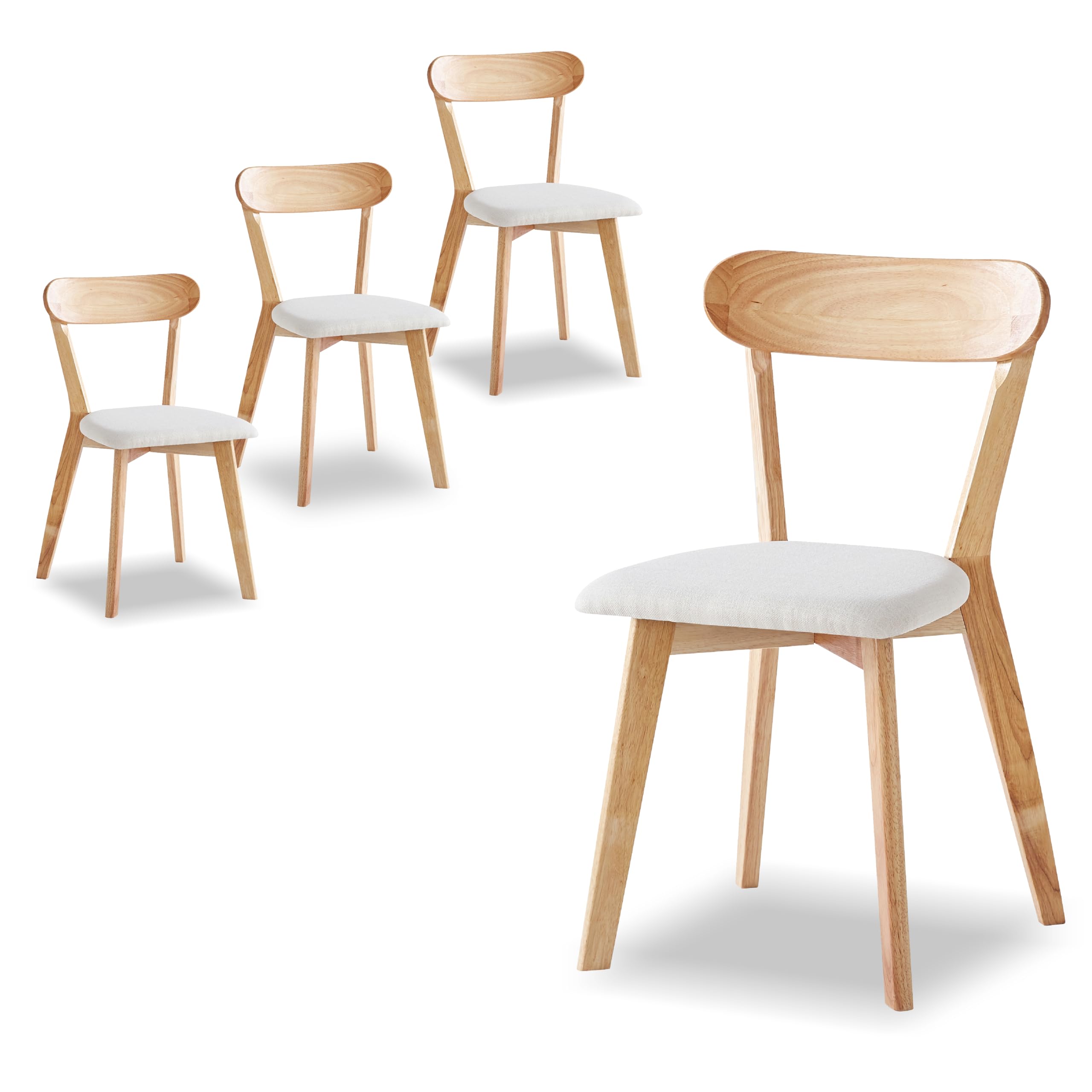 paonne Solid Wood Dining Chairs Set of 4 with Padded Seat Louis Kitchen Chairs with Solid Wood Frame and Legs