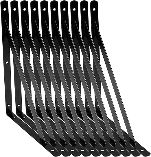 AHUNTTER 10Pcs 300mm Shelf Brackets, Heavy Duty Triangle Metal Shelving