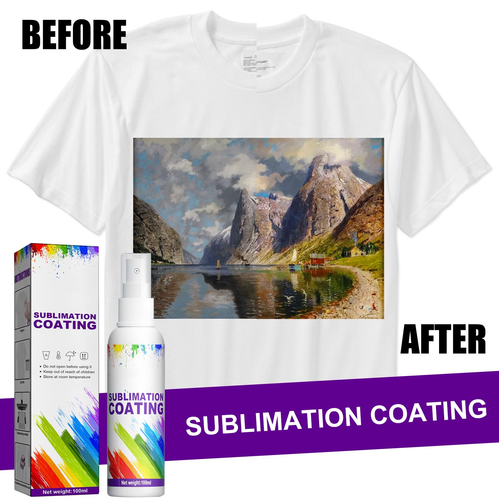 Spray per Sublimazione,Spray di Rivestimento a Sublimazione,Spray per Sublimazione Cotone,Spray per Rivestimento A Sublimazione,Spray a Sublimazione,100 ml