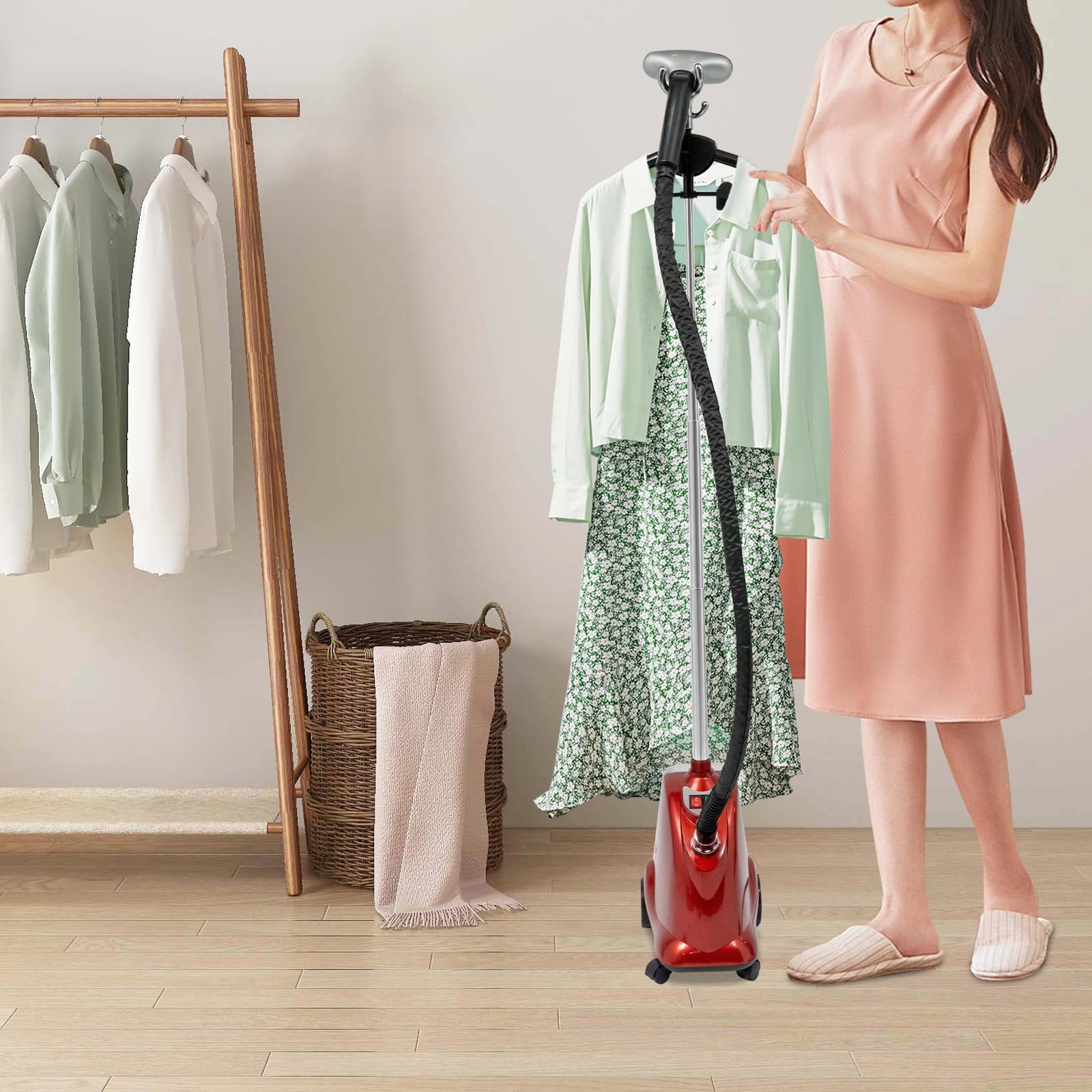 Resultado profesional Steamer - Plancha de vapor de pie, depósito de agua de 3 litros, 3 niveles de vapor, para eliminar rápidamente las arrugas para trajes, camisas, faldas, pantalones, sábanas