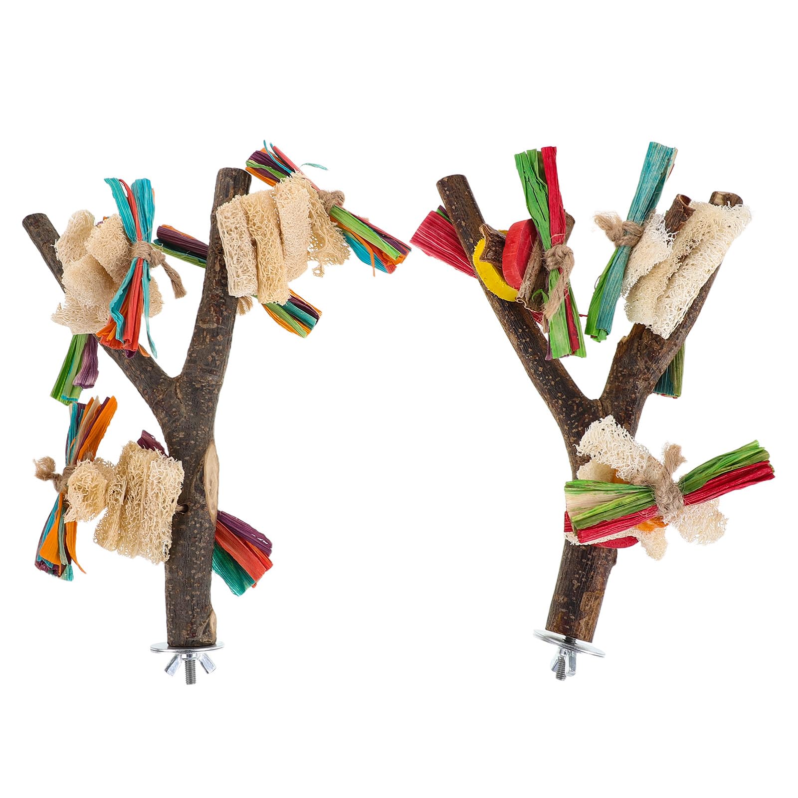 2 Piezas de Percha de Madera para Loros, Rama de Madera Natural para pájaros, Plataforma para Jaula, Perchas de pie para Masticar, árbol de Juego para Loros y