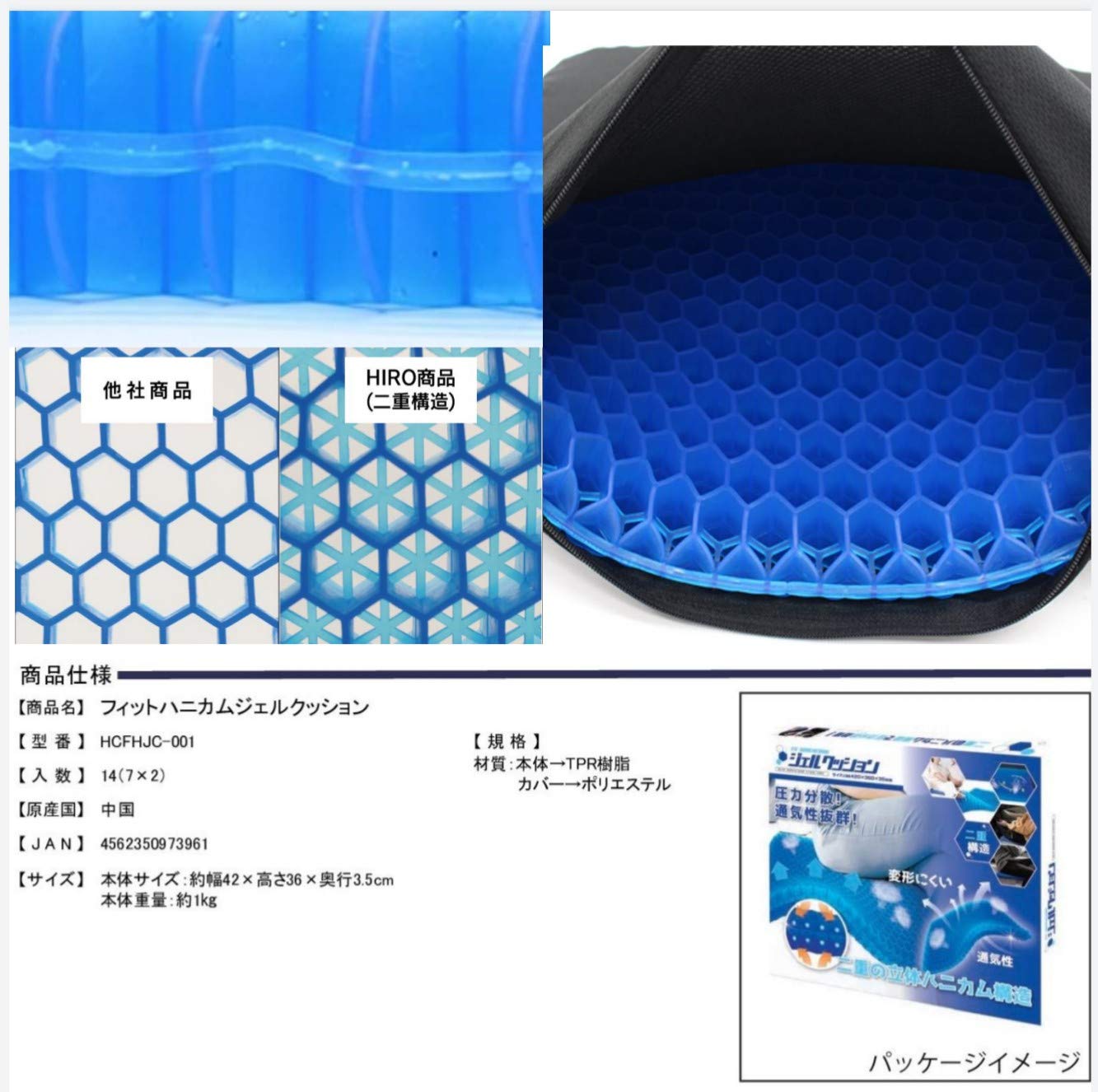 Amazon.co.jp: フィットハニカムジェルクッション HCFHJC-001 ED