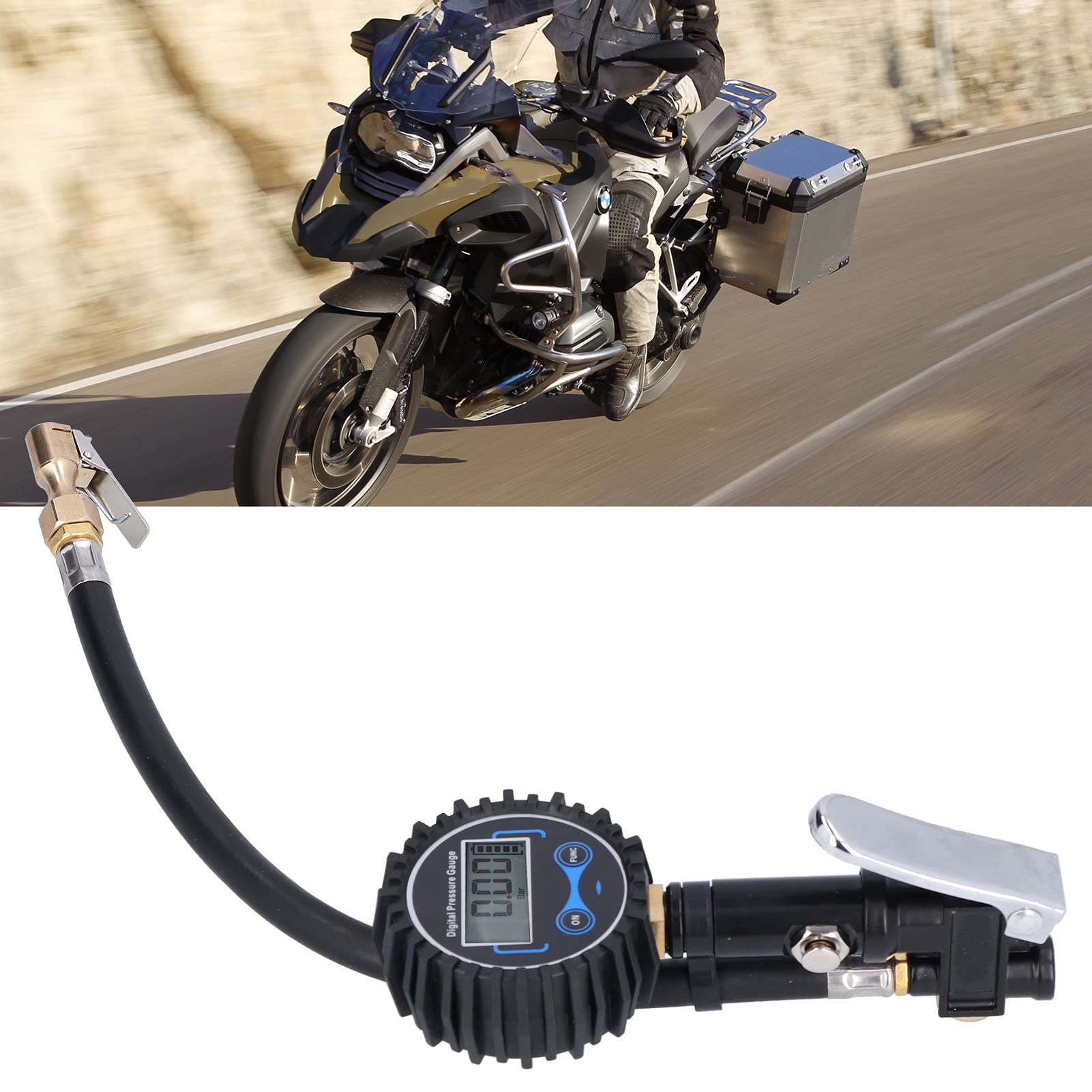 Cyfrowy miernik ciśnienia w oponach 200 PSI z podświetleniem LCD i światłem LED kompatybilny z samochodem dostawczym i motocyklem