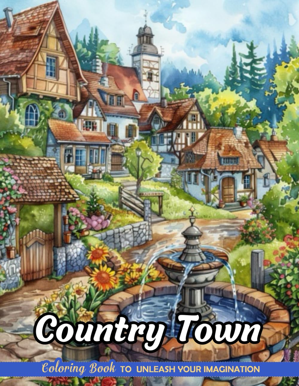 Country Town: Christmas Coloring Books with Country Town for Stress Relief and Relaxation (Coloring Pages for Kids & Adults)