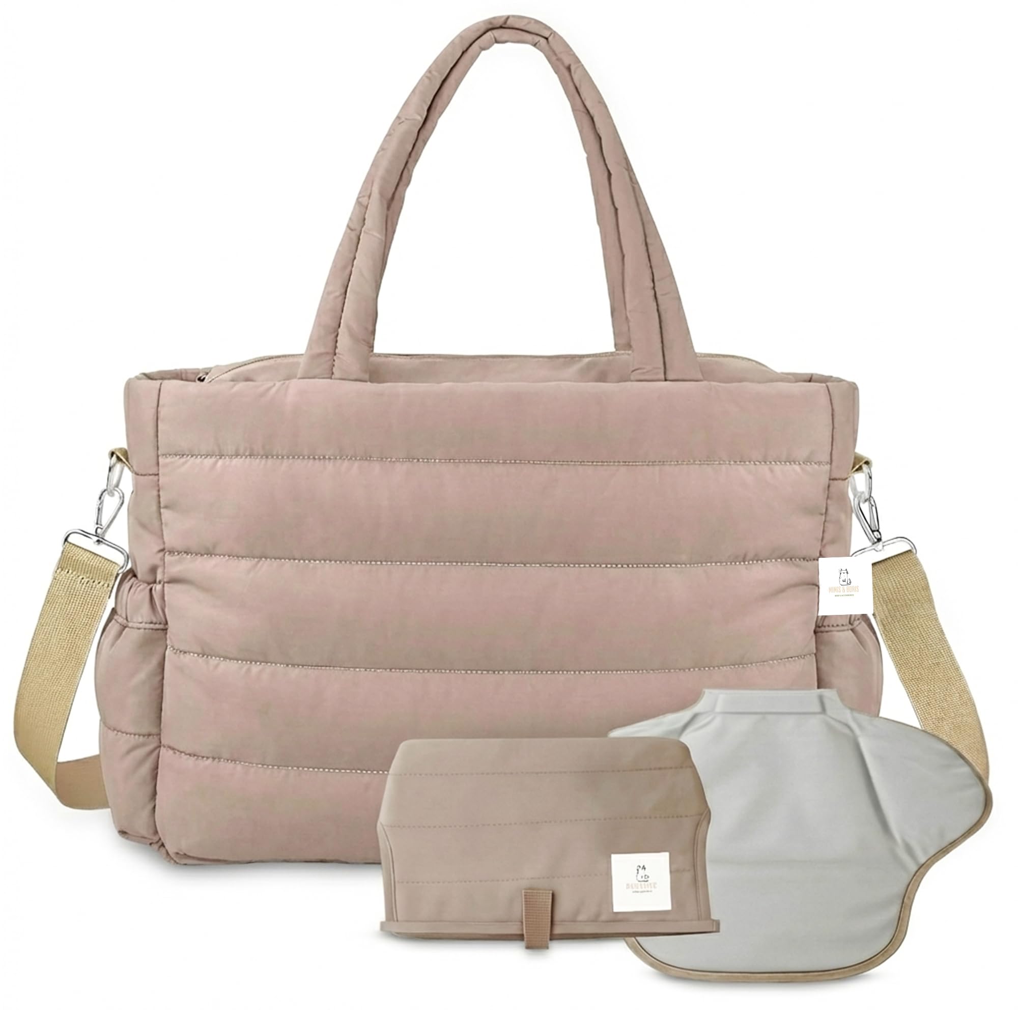 Mimis & Boris Sac à langer imperméable avec matelas à langer | Set maternité | | Se fixe au chariot pour transporter les mains libres | Poche étanche pour le linge sale | Cadeau idéal pour nouveau-né
